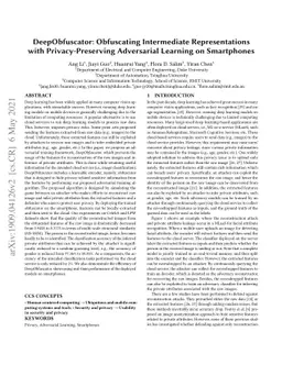 DeepObfuscator: Obfuscating Intermediate Representations with
  Privacy-Preserving Adversarial Learning on Smartphones
