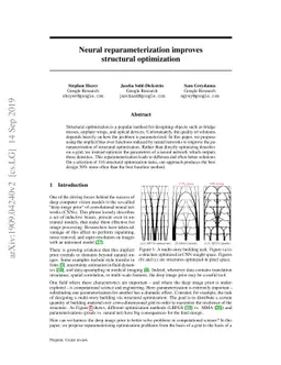 Neural reparameterization improves structural optimization