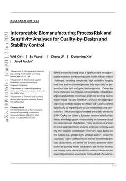 Interpretable Biomanufacturing Process Risk and Sensitivity Analyses for
  Quality-by-Design and Stability Control