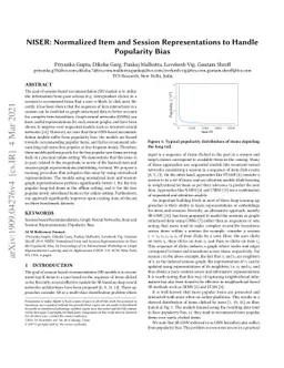 NISER: Normalized Item and Session Representations to Handle Popularity
  Bias