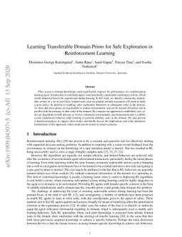 Learning Transferable Domain Priors for Safe Exploration in
  Reinforcement Learning