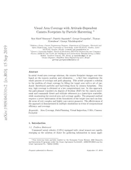 Visual Area Coverage with Attitude-Dependent Camera Footprints by
  Particle Harvesting