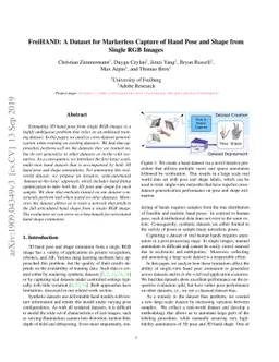 FreiHAND: A Dataset for Markerless Capture of Hand Pose and Shape from
  Single RGB Images