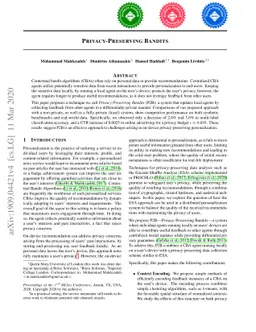 Privacy-Preserving Bandits