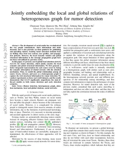 Jointly embedding the local and global relations of heterogeneous graph
  for rumor detection