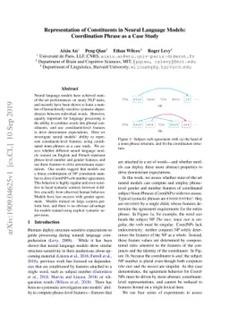 Representation of Constituents in Neural Language Models: Coordination
  Phrase as a Case Study