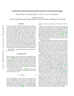 Generative Speech Enhancement Based on Cloned Networks