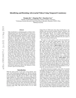 Identifying and Resisting Adversarial Videos Using Temporal Consistency