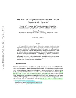RecSim: A Configurable Simulation Platform for Recommender Systems