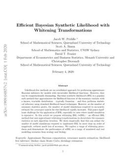 Efficient Bayesian synthetic likelihood with whitening transformations