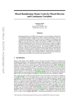 Mixed Hamiltonian Monte Carlo for Mixed Discrete and Continuous
  Variables