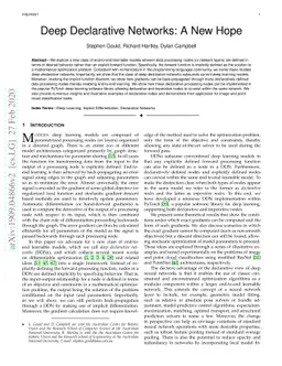 Deep Declarative Networks: A New Hope
