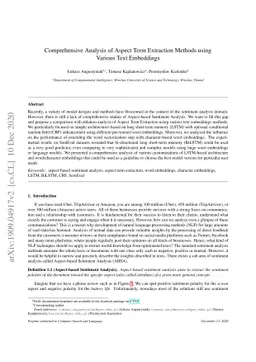 Comprehensive Analysis of Aspect Term Extraction Methods using Various
  Text Embeddings