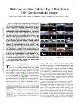 Distortion-adaptive Salient Object Detection in 360$^\circ$
  Omnidirectional Images