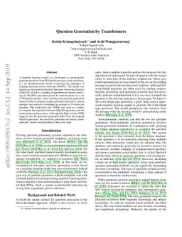 Question Generation by Transformers