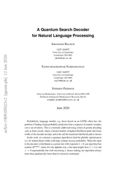 A Quantum Search Decoder for Natural Language Processing