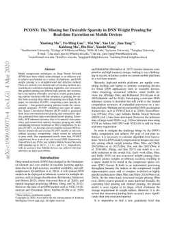 PCONV: The Missing but Desirable Sparsity in DNN Weight Pruning for
  Real-time Execution on Mobile Devices