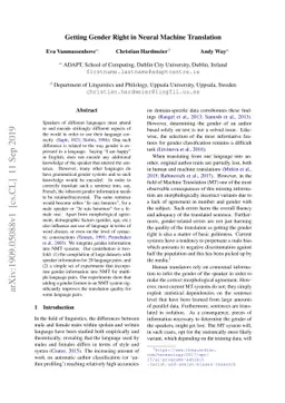 Getting Gender Right in Neural Machine Translation