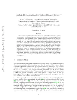 Implicit Regularization for Optimal Sparse Recovery