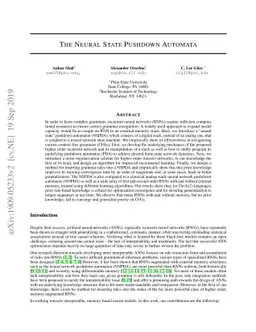 The Neural State Pushdown Automata