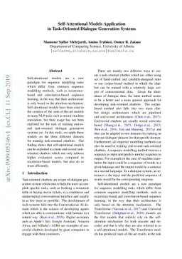 Self-Attentional Models Application in Task-Oriented Dialogue Generation
  Systems