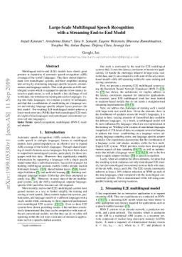 Large-Scale Multilingual Speech Recognition with a Streaming End-to-End
  Model