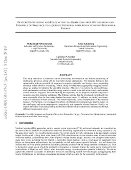 Feature Engineering and Forecasting via Derivative-free Optimization and
  Ensemble of Sequence-to-sequence Networks with Applications in Renewable
  Energy
