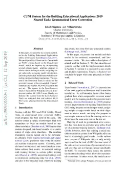 CUNI System for the Building Educational Applications 2019 Shared Task:
  Grammatical Error Correction