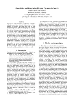 Quantifying and Correlating Rhythm Formants in Speech
