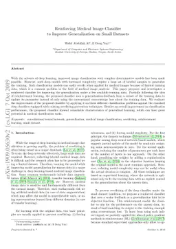 Reinforcing Medical Image Classifier to Improve Generalization on Small
  Datasets