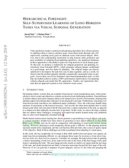 Hierarchical Foresight: Self-Supervised Learning of Long-Horizon Tasks
  via Visual Subgoal Generation