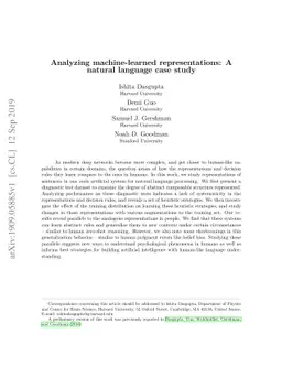 Analyzing machine-learned representations: A natural language case study