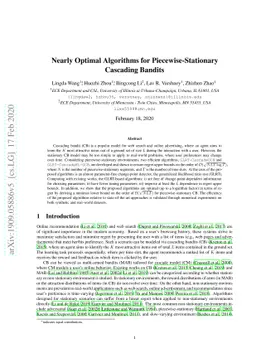 Nearly Optimal Algorithms for Piecewise-Stationary Cascading Bandits