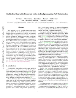 End-to-End Learnable Geometric Vision by Backpropagating PnP
  Optimization