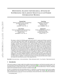Defending Against Adversarial Attacks by Suppressing the Largest
  Eigenvalue of Fisher Information Matrix