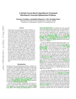 A Particle Swarm Based Algorithm for Functional Distributed Constraint
  Optimization Problems