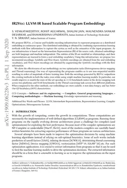 IR2Vec: LLVM IR based Scalable Program Embeddings