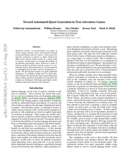 Toward Automated Quest Generation in Text-Adventure Games