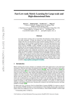 Fast Low-rank Metric Learning for Large-scale and High-dimensional Data