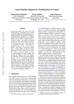 End-to-End Bias Mitigation by Modelling Biases in Corpora