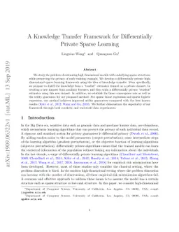 A Knowledge Transfer Framework for Differentially Private Sparse
  Learning