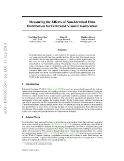 Measuring the Effects of Non-Identical Data Distribution for Federated
  Visual Classification