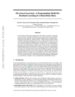 Slice-based Learning: A Programming Model for Residual Learning in
  Critical Data Slices