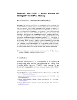 Biometric Blockchain: A Secure Solution for Intelligent Vehicle Data
  Sharing