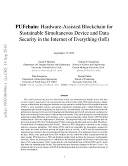 PUFchain: Hardware-Assisted Blockchain for Sustainable Simultaneous
  Device and Data Security in the Internet of Everything (IoE)