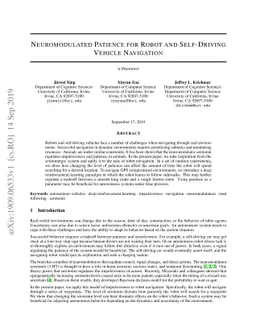 Neuromodulated Patience for Robot and Self-Driving Vehicle Navigation