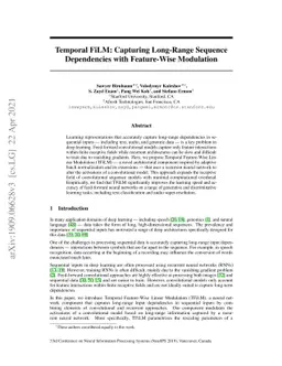 Temporal FiLM: Capturing Long-Range Sequence Dependencies with
  Feature-Wise Modulations