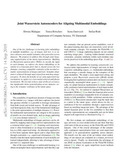 Joint Wasserstein Autoencoders for Aligning Multimodal Embeddings