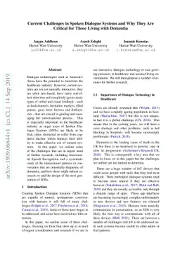 Current Challenges in Spoken Dialogue Systems and Why They Are Critical
  for Those Living with Dementia