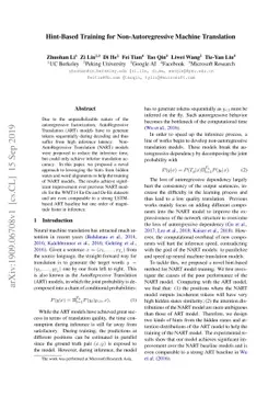 Hint-Based Training for Non-Autoregressive Machine Translation